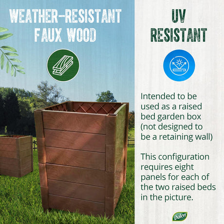 Dalen Modular Raised Bed Garden – Faux Wood – 8 Panel Starter Pack – Makes Square Foot Gardening Easy – 12x9 in Dalen