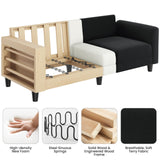 Yaheetech 67" W Fabric Sofa Couch 2 Seater Loveseat Sofa with USB Charging Ports Upholstered Sofa Living Room Office Bedroom, Black Yaheetech