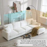 Acosure 119" Modern Oversized Sectional Sofa with Chaise Lounge,L-Shaped Luxury Couch Set W/ 2 Free Pillows,Line Design,5-seat Chenille Indoor Furniture for Living Room,Apartment,Office,White Acosure