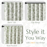 jinchan 100% Blackout Floral Curtains for Bedroom, 108 Inches Long Printed Flower Black Out Curtains, Extra Long Back Tab Sage Green Window Treatment Farmhouse Drapes Set 2 Panels Green jinchan