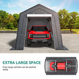 YITAHOME 8 x 14 FT Carport Car Canopy Heavy Duty Galvanized Frame Car Shelter Car Canopy Tent with Removable Sidewalls, Portable Garage Tent Boat Shelter - Gray YITAHOME