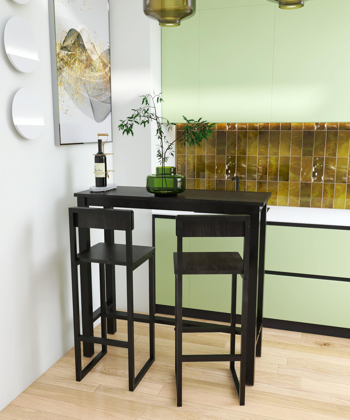 43 Inch Bar Table, Bar Height Pub Table, Water-Resistant Counter Height Table, Rectangular High Top for Kitchen & Dining Living Room, Black Metal Frame & Easy to Set Up, Black Fday