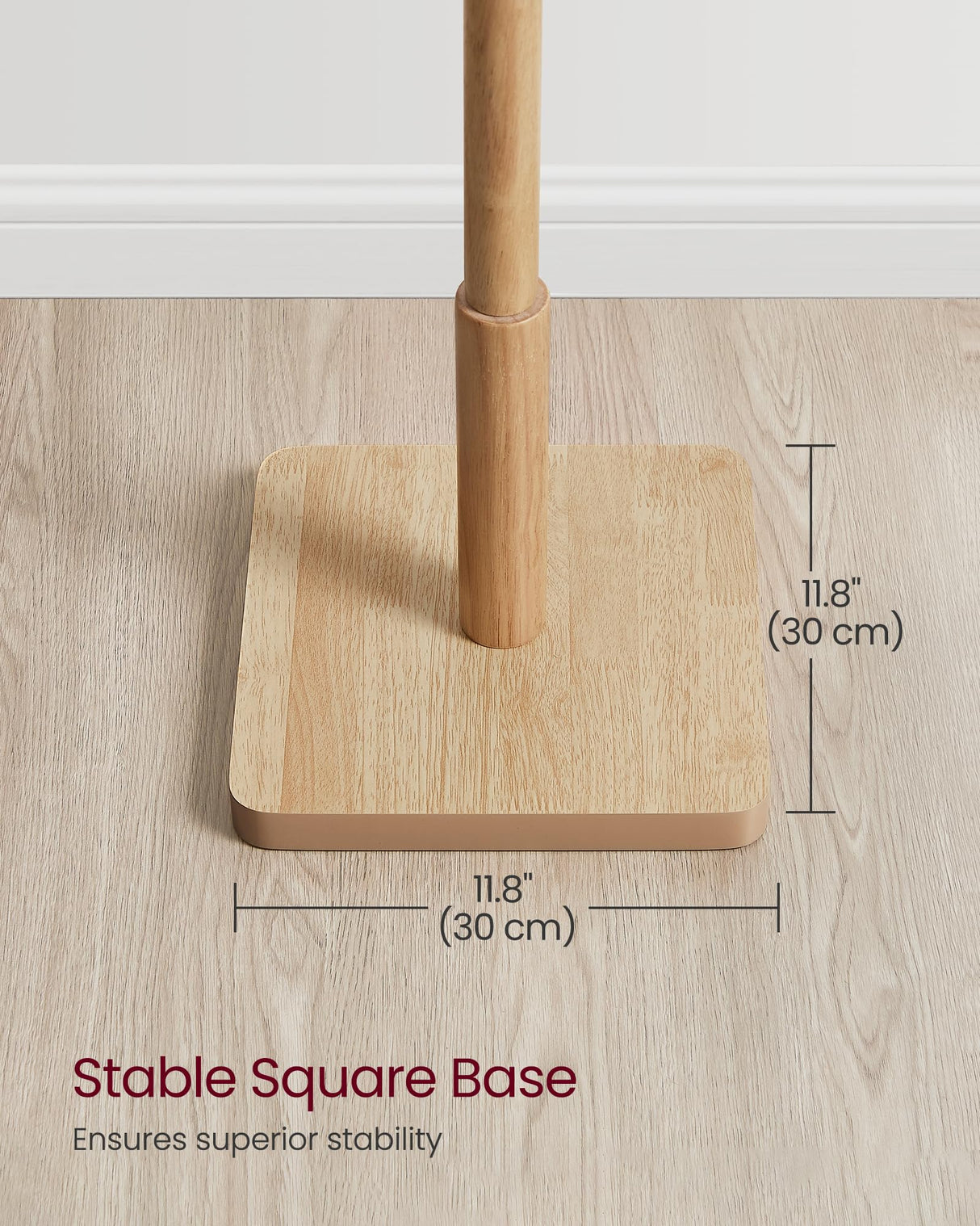 VASAGLE Solid Wood Coat Rack, Free Standing Hall Coat Tree with 8 Hooks, 3 Height Options, for Coats, Hats, Bags, Purses, for Entryway, Hallway, Rubberwood Hooks and Pole, Natural Beige URCR010N01 VASAGLE