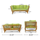 Christopher Knight Home Serene Outdoor Expandable Daybed with Cushions - Acacia Wood - Teak/Light Green/Khaki Christopher Knight Home