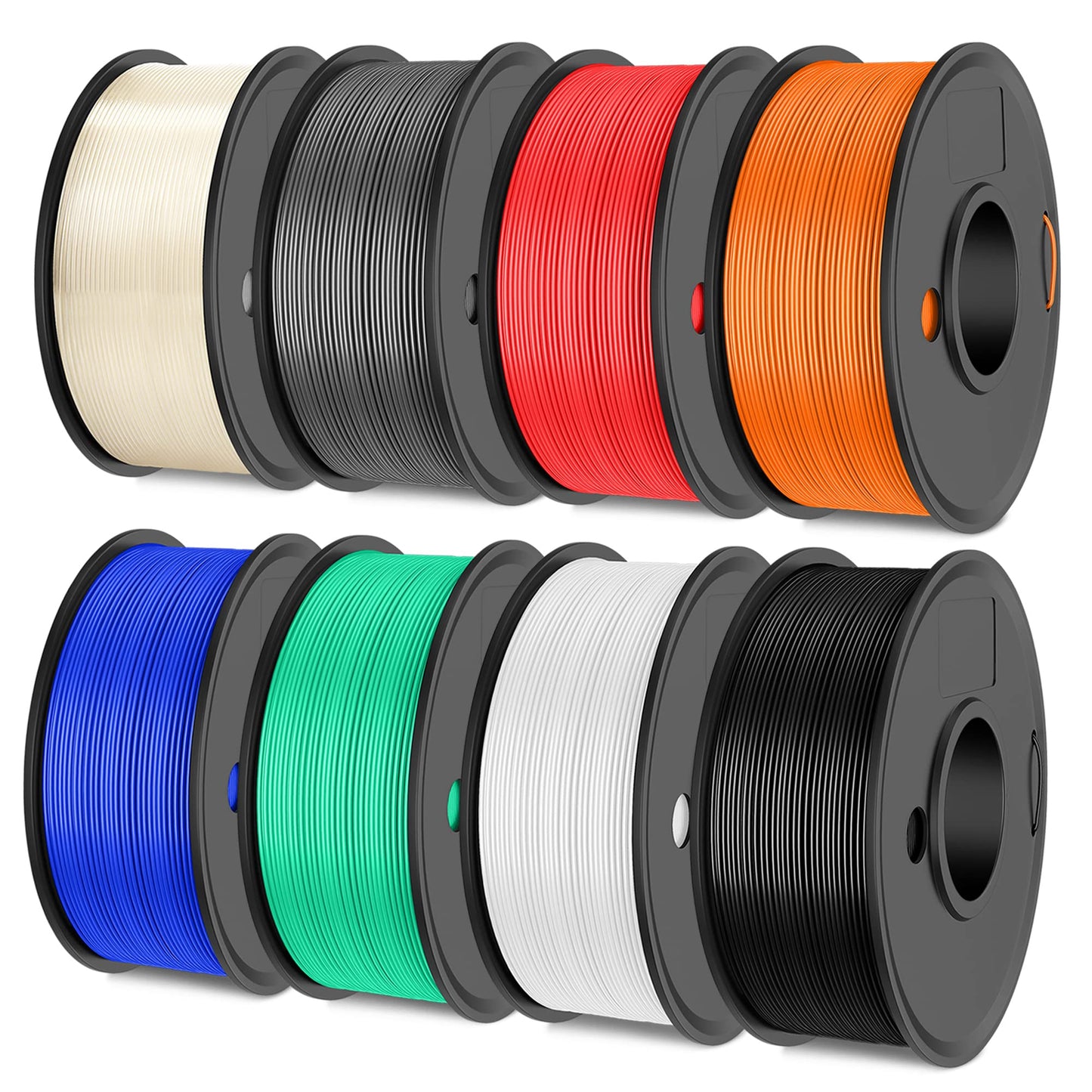 SUNLU 250g PLA Filament 1.75mm Bundle,3D Printer Filament Bundle Multicolor, Neatly Wound PLA Filament, Individually Vacuum Packed,250g Spool,8 Rolls,Black+White+Grey+Transparent+Red+Blue+Ora - WoodArtSupply