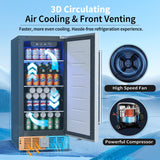 Feelfunn 15 Inch Undercounter Beverage Refrigerator - 126 Cans Beverage Fridge with Stainless Steel Door for Beer Wine Soda - Built-in or Freestanding Wine Cooler for Home Kitchen Bar Outdoor Feelfunn