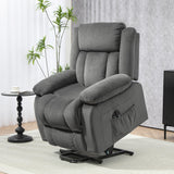 HOMCOM Power Lift Recliner Chair for Elderly with Massage and Heat, Electric Lift Chair, Fabric Massage Chair Recliner with Remote Controllers, USB Ports and Side Pockets, Overstuffed Design, Gray HOMCOM