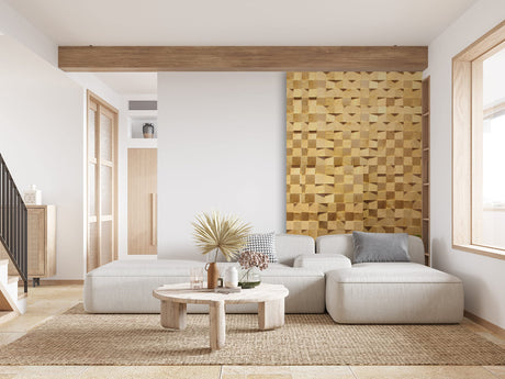 Acepunch 6 Finland Wooden 3D Wall Art Panel Home Decorative Sound Absorbing Dampening Tile Soundproofing Acoustic Music Insulator Noise reduction Studio Room Geometric Style 12x12in AP1234 Acepunch