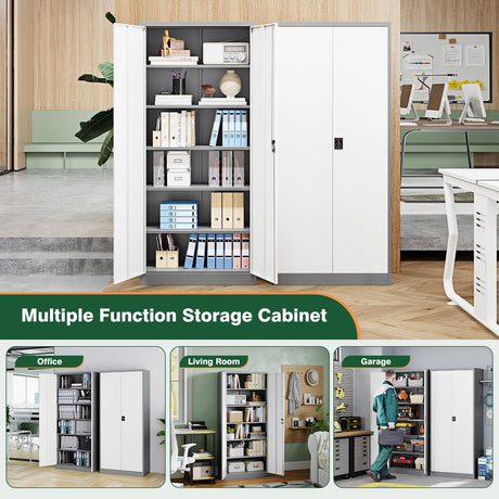Letaya Metal Garage Storage Cabinets with Lock Door and Adjustable Shelves, Steel Tool Cabinets for Home,Office,Warehouse Organisieren (Gery White, 72" H) Letaya