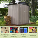 Patiowell 6x4 FT Outdoor Storage Shed, Garden Tool Storage Shed with Sloping Roof and Double Lockable Door, Outdoor Shed for Garden Backyard Patio Lawn, Brown Patiowell