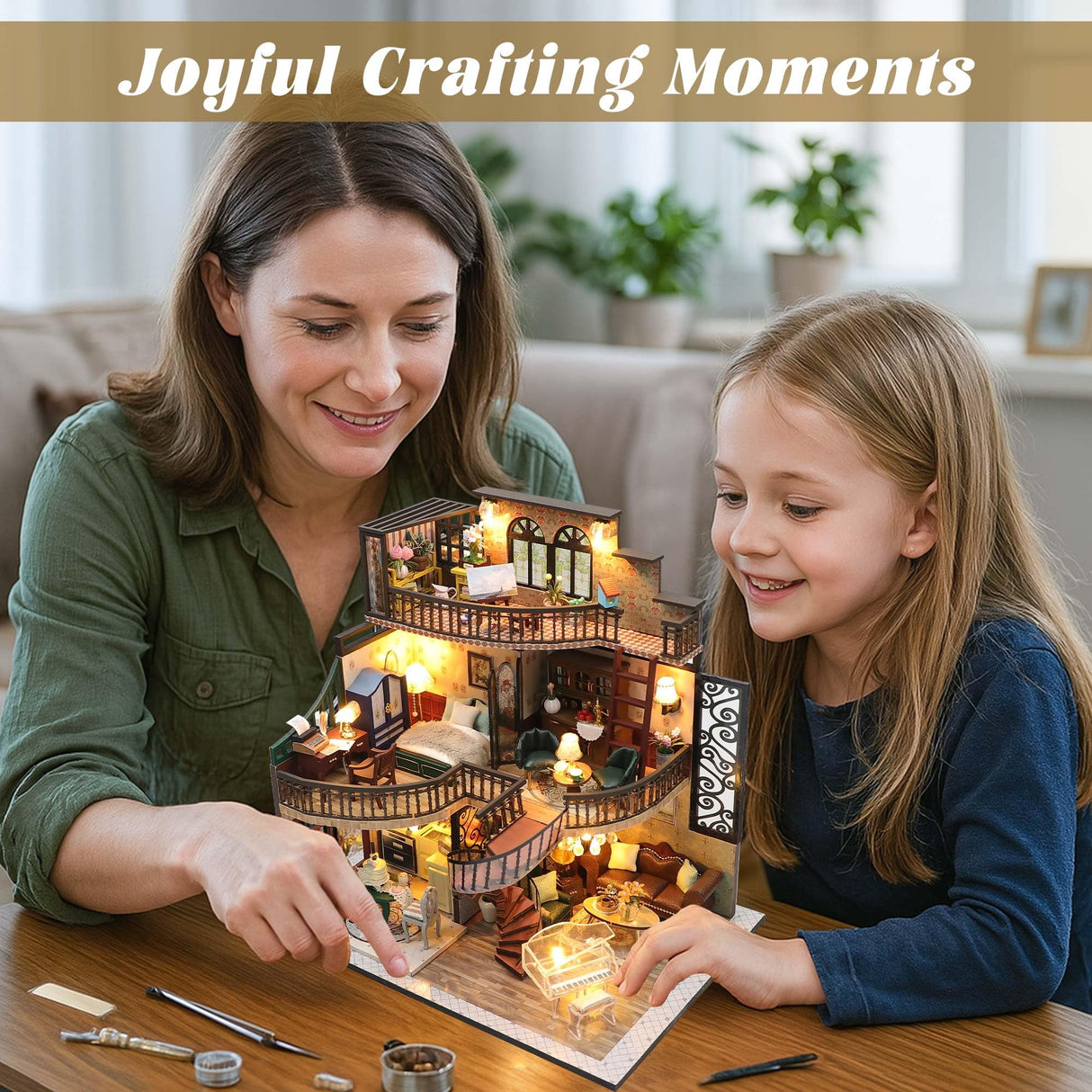 Flever DIY Miniature House Kit, Tiny Home Kit with LED Light, Mini House Build Craft Kits for Adults and Teens, Home Decor Creative Gift for Family/Friends (Dream Building Pavilion) Flever