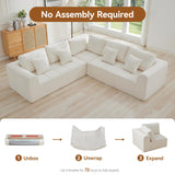 110''Modular Sectional Couches for Living Room, Cloud Boneless Compressed Sectional Sofa, Oversized L Shaped 5 Seater Upholstered Memory Foam Sofa, No Assembly, Chenille Beige WUTUTUEE