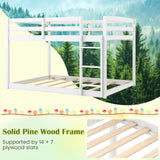 Giantex Full Over Full Bunk Bed, Solid Wood Kids Bunk Bed with Full-Length Guardrails, Integrated Ladder & Anti-Tippling Kits, Low Bunk Beds with Slats Support for Kids, Teens, White Giantex