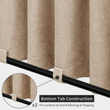 Easy-Going Linen Look Outdoor Curtains Waterproof Windproof Porch Curtains, Soft Thicken Outdoor Privacy Curtains for Patio, Gazebo, Grommet Top and Tab Bottom Drape, 2 Panels, 54x96 inch, Beige Easy-Going
