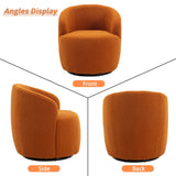 KIVENJAJA Swivel Barrel Chair, Teddy Sherpa Upholstered Modern Round Accent Arm Chairs, 360 Degree Swivel Small Single Sofa Armchair for Nursery Living Room Bedroom (Teddy, Orange) KIVENJAJA