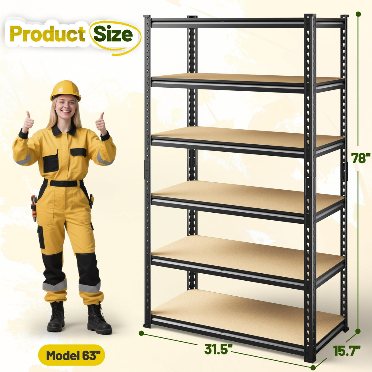 DurayLoly 78" H Metal Shelving 6 Tier Garage Shelving Adjustable 2400LBS Storage Shelves Heavy Duty Pantry Shelves for Kitchen Closet Basement Warehouse DurayLoly
