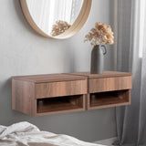 JONATHAN Y NST2002A Ettore 15.71" Mid-Century Modern Floating Wall Mounted Nightstand with Soft-Close Drawer and Cable Hole, Dark Brown JONATHAN Y