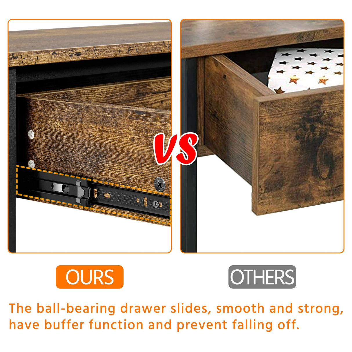 Yaheetech Console Table with Drawer, Entryway Table with 3 Tier Storage Shelves, Narrow Long Sofa Table for Entryway, Living Room, Hallway, Couch, Kitchen, Metal Frame, Rustic Brown Yaheetech