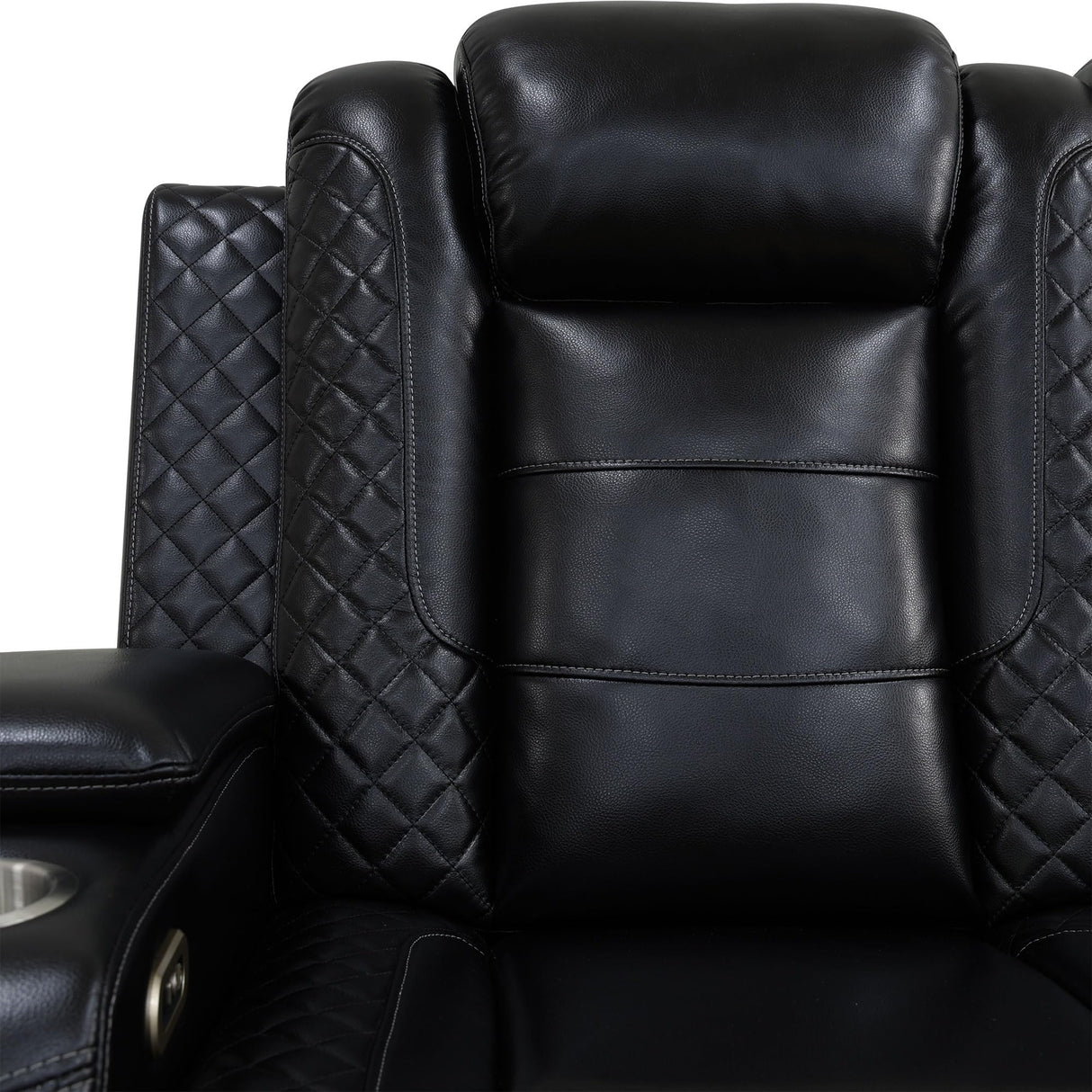 SIENWIEY Power Recliner Sofa Set with LED Lights for Living Room Furniture Set, Black Leather Reclining Couch Set, Recliner Couch with USB Port and Cup Holders,Sofa+Loveseat+Chair SIENWIEY