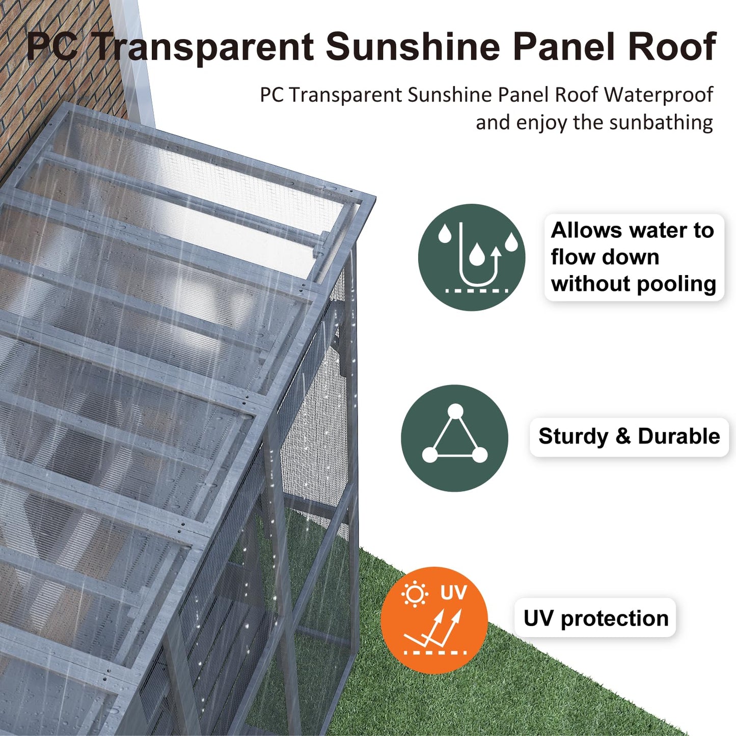 TIMHAKA Catio Playground Window Cat Catio Outdoor Cat Enclosure, Large Catio for Multiple Indoor Cats, Outdoor Cat House with Waterproof Roof, Platforms, Sleeping Box and Bridges, 74.8" x 33.5" x 100"