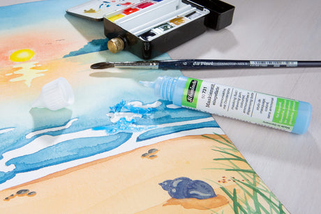Schmincke - Masking pen colored, 25 ml, 50 731 005, dosing pen, blue masking liquid for opaque areas of paintingson watercolor paper, ammonia-free Schmincke