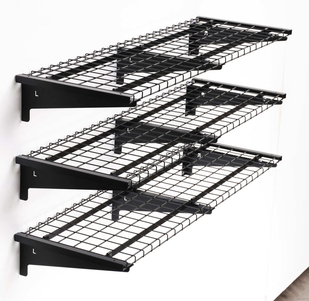 WAREYEASY 3 Tier 1.3x4ft Garage Shelving Wall Mounted,Loads 900 lbs Heavy Duty Garage Wall Shelving,15.6-inch-by-48-inch Metal Wall Shelf,Sturdy Shelf for Wall Storage,Black WAREYEASY