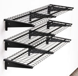 WAREYEASY 3 Tier 1.3x4ft Garage Shelving Wall Mounted,Loads 900 lbs Heavy Duty Garage Wall Shelving,15.6-inch-by-48-inch Metal Wall Shelf,Sturdy Shelf for Wall Storage,Black WAREYEASY