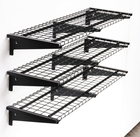 WAREYEASY 3 Tier 1.3x4ft Garage Shelving Wall Mounted,Loads 900 lbs Heavy Duty Garage Wall Shelving,15.6-inch-by-48-inch Metal Wall Shelf,Sturdy Shelf for Wall Storage,Black WAREYEASY