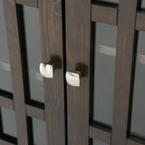 SIMPLIHOME Bedford SOLID WOOD 32 inch Wide Transitional Low Storage Media Cabinet in Dark Tobacco Brown for the Living Room, Entryway and Family Room SIMPLIHOME