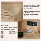 T4TREAM Fluted Makeup Vanity Desk with Large 35" HD Lighted Mirror, 48" Mid Century Modern Glass Top Vanity Table with 5 Drawers & Adjustable Shelf, Dressing Table w/Charging Station for Bedroom T4TREAM