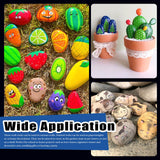 Glarks 34Pcs Rock Painting Kit, Including 15Pcs 2"-3" Flat Painting Stones River Rocks, 12 Colors Non-Toxic Washable Paint, 6Pcs Paint Brushes and 1Pc Palette for DIY Arts and Craft Activities Glarks