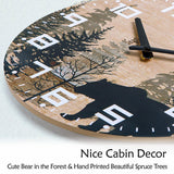NIKKY HOME Cabin Bear Wall Clock Silent Non Ticking - 12 Inch Battery Operated Rustic Farmhouse Wooden Forest Wildlife Mountain Lodge Decor Art NIKKY HOME