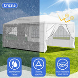 SEALAMB 10x20 FT Canopy Party Tent with 6 Removable Sidewalls, Durable Waterproof Pe Cloth, Outdoor Patio Party White Tents for Wedding Birthday and Garden SEALAMB