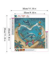 Beach Dolphin Diamond Art Kits for Adults, Landscape Crafts 5D Diamond Painting Kit for Adult Beginners, Ocean Animal DIY Round Dots Full Drill Diamonds Paintings for Home Wall Decor Gifts 12X12 In Luckyrichrui