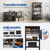 HOMEDANT House 5-Tier Metal Boltless Rolling Cart Shelf Rack Casters Heavy Duty Laminated Wheel Shelving Unit Adjustable Storage Shelves Organizer Kitchen Garage 36.2" W x 16.5" D x 69.5" H 1Pack HOMEDANT