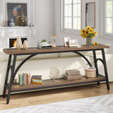 Tribesigns Extra Long Sofa Tables, 70.8”Console Table for Entryway, Wood Console Table 2 Tier TV Stand, Behind Couch Table for Living Room, Rustic Brown Black Tribesigns