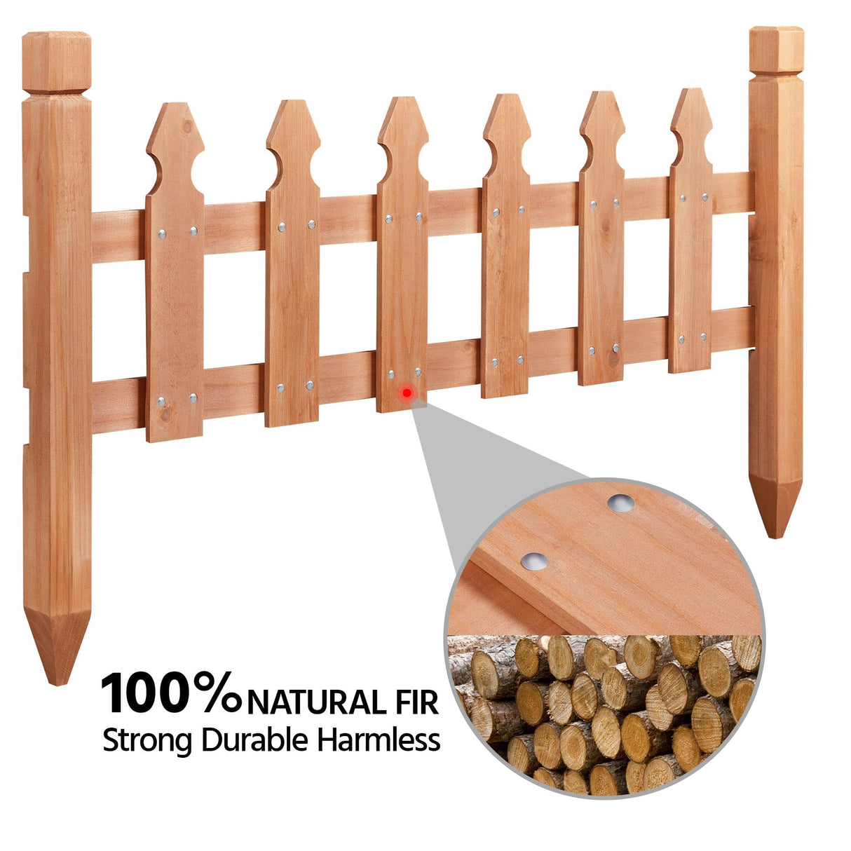 Yaheetech Decorative Garden Fence-Landscape Wood Picket Fencing Ornamental Panel Border Edging Patio Flower Garden Bed Pool Fences Outdoor, Light Brown- 532.5 in Yaheetech