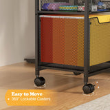 Rolling File Cabinet Cart, Printer Stand with Storage Drawer, Mobile Filing Cabinet on Lockable Wheel, Printer Cart with Hanging File Folder Organizer Beside Under Desk for Office Home(Patent Pending) Tiaoheka