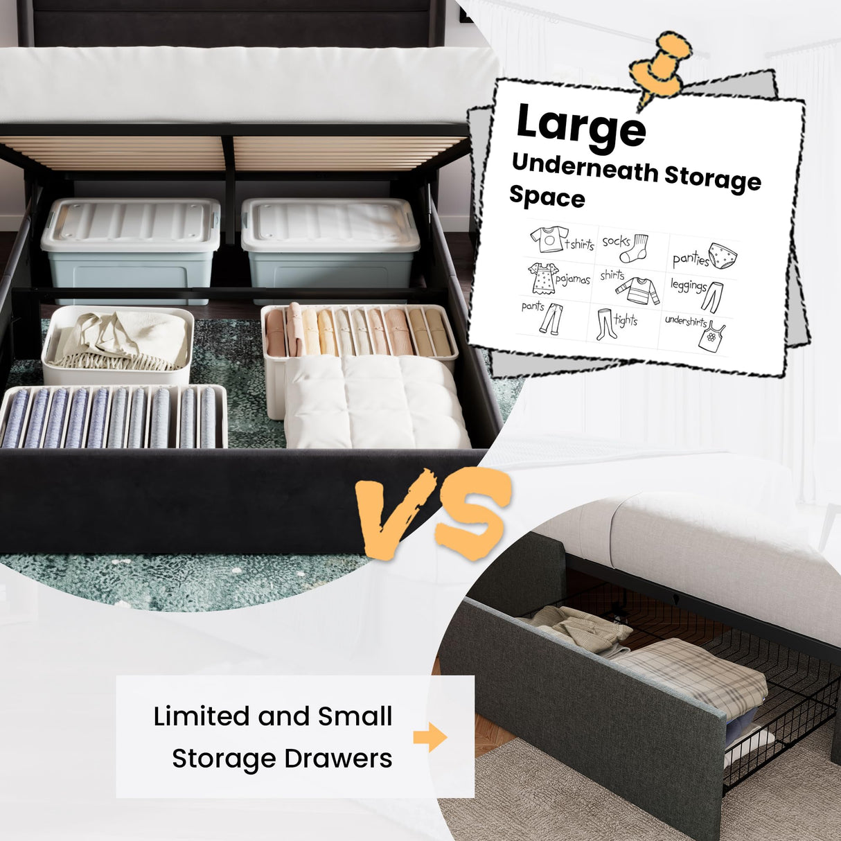 SHA CERLIN Full Size Lift Up Storage Bed/Velvet Upholstered/Modern Wingback Headboard/Upholstered Platform Bed Frame/Hydraulic Storage/No Box Spring Needed/Black SHA CERLIN