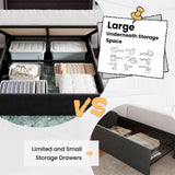 SHA CERLIN Full Size Lift Up Storage Bed/Velvet Upholstered/Modern Wingback Headboard/Upholstered Platform Bed Frame/Hydraulic Storage/No Box Spring Needed/Black SHA CERLIN