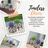 Autumn Alley Farmhouse Front Porch Planters Set of 2 Stand with Galvanized Corrugated Metal Planters for Outdoors/Indoors - Rustic Wood Square Planters Box on Legs – Charming Farmhouse Décor, Brown Autumn Alley