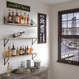 Wallniture Bora 36 Inch Large Floating Shelves for Wall Storage, Floating Bookshelf Set of 3, Burned Wood Wall Shelves for Books Wallniture