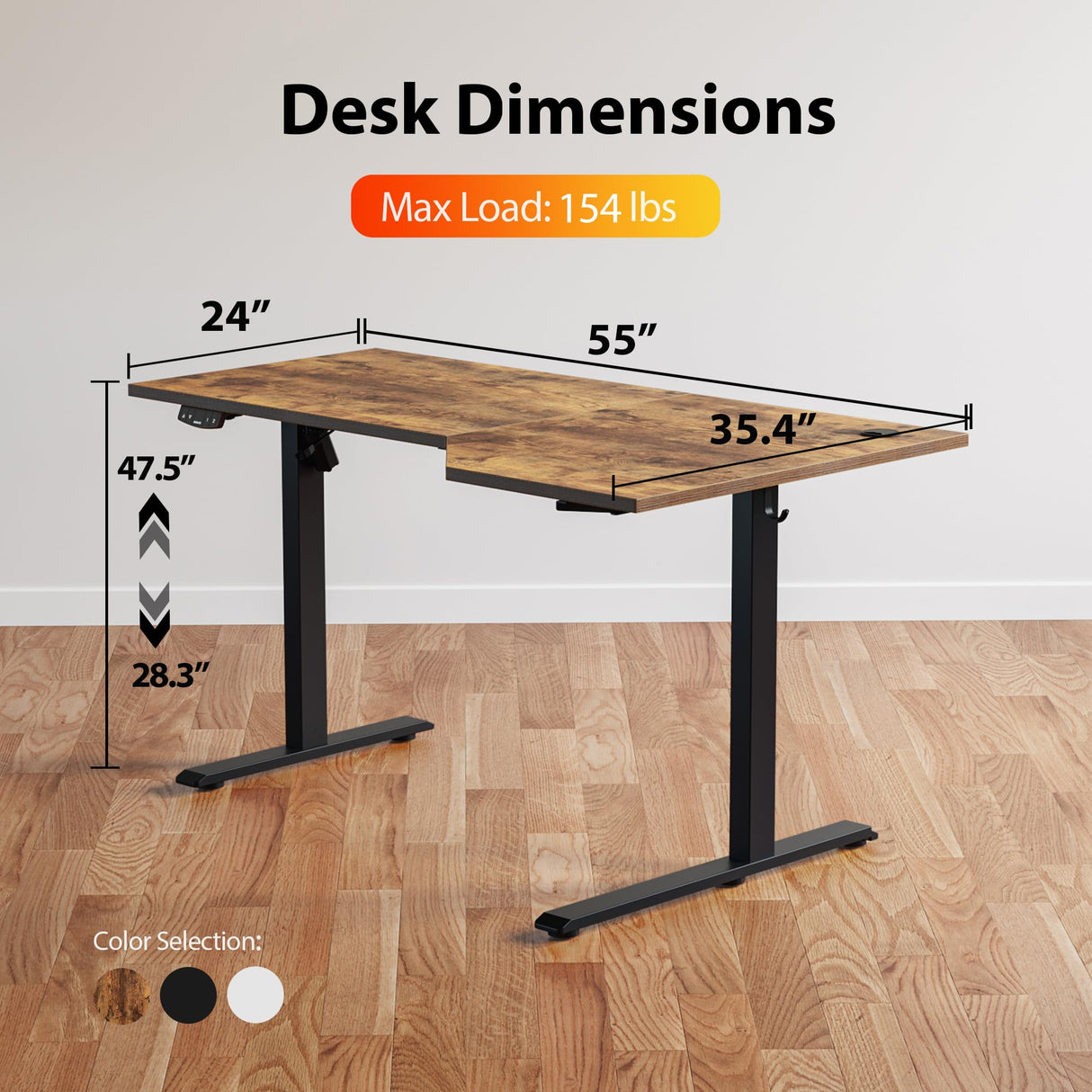 Agilestic Electric Standing Desk, L-shaped 55 Inches Height Adjustable Desk, Sit and Stand up Desk for Work Office Home, Ergonomic Rising Computer Table for Home Office with Splice Board, Rustic Brown Agilestic