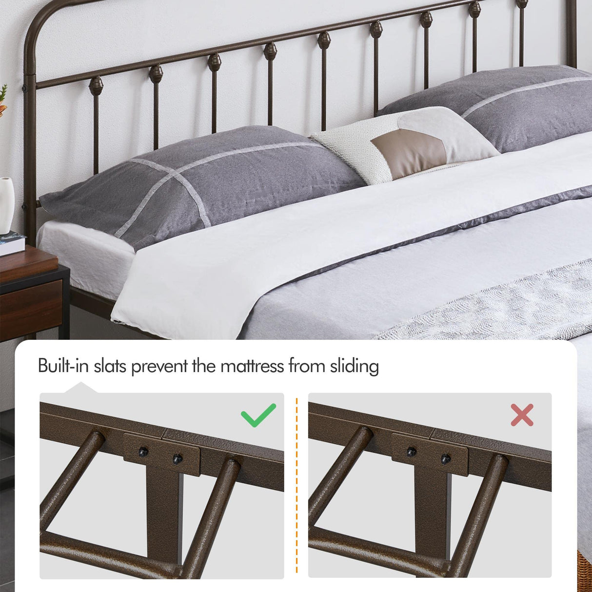 Yaheetech Classic Metal Platform Bed Frame Mattress Foundation with Victorian Style Iron-Art Headboard/Footboard/Under Bed Storage/No Box Spring Needed/King Size Bronze Yaheetech