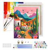 Lxmsja Mountains Landscape Paint by Numbers Kit for Adults, Cacti Acrylic Paint by Numbers for Adults Beginner, DIY Craft Supplies Oil Painting Kits for Home Wall Decor 12x16 inch (Framed) Lxmsja