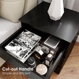 FOTOSOK Nightstand Set of 2 Black Nightstand with 3 Drawers, Black Bedside Table Night Stand for Bedroom with Cut-Out Handle, Sofa Side Table 3 Drawer Nightstand for Bedroom, 17.7W*15D*21.7H FOTOSOK