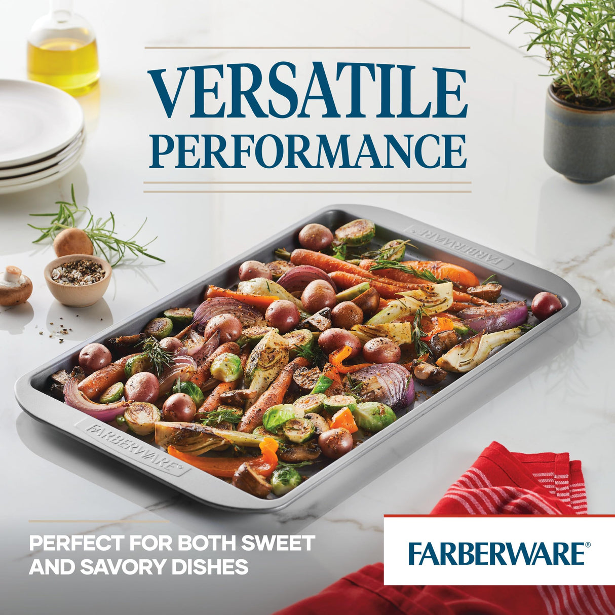 Farberware Nonstick Bakeware Set, Nonstick Cookie Sheets / Baking Sheets - 2 Piece, Gray Farberware