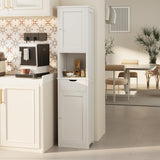 Shintenchi Tall Bathroom Storage Cabinet, Slim Corner Floor Cabinet with Doors and Drawer, Freestanding Narrow Bathroom Organizer with Adjustable Shelves for Small Space, White Shintenchi