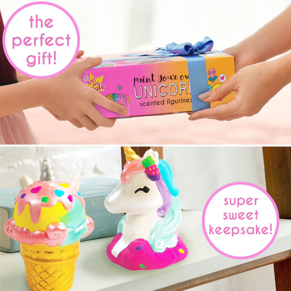 Just My Style Paint Your Own Scented Unicorn Figurines – Paint Your Own Waterless Ceramic Diffuser – Paintable Scented Unicorn Figurines – Customize with Pearlized Paints, Glitter & Sweet Scents Just My Style