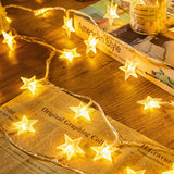 Minetom Star String Lights Battery Operated - 17 ft 50 LED Star Fairy String Lights with Timer, Waterproof for Indoor Bedroom Tent Loft Bed Patio Party Wedding Decor, Warm White Minetom